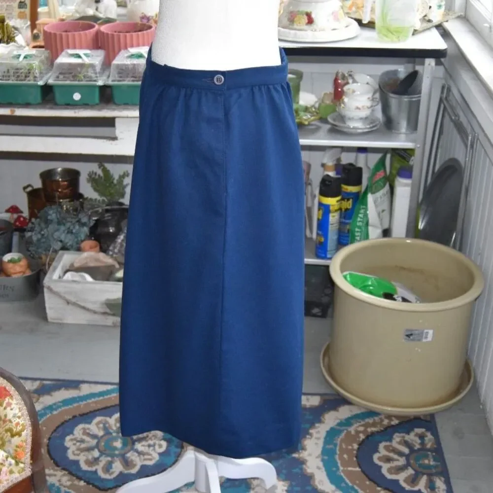 Vintage Pendleton Wool Skirt Womens Navy Blue A Line Midi Classic USA Large